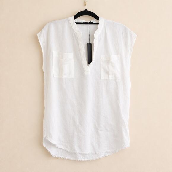 krisa Tops - Krisa medium White linen Sleeveless Blouse new
